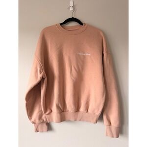 Standard Cloth Mens Small Peach Pink Embroidered Logo Crewneck Sweatshirt Fleece